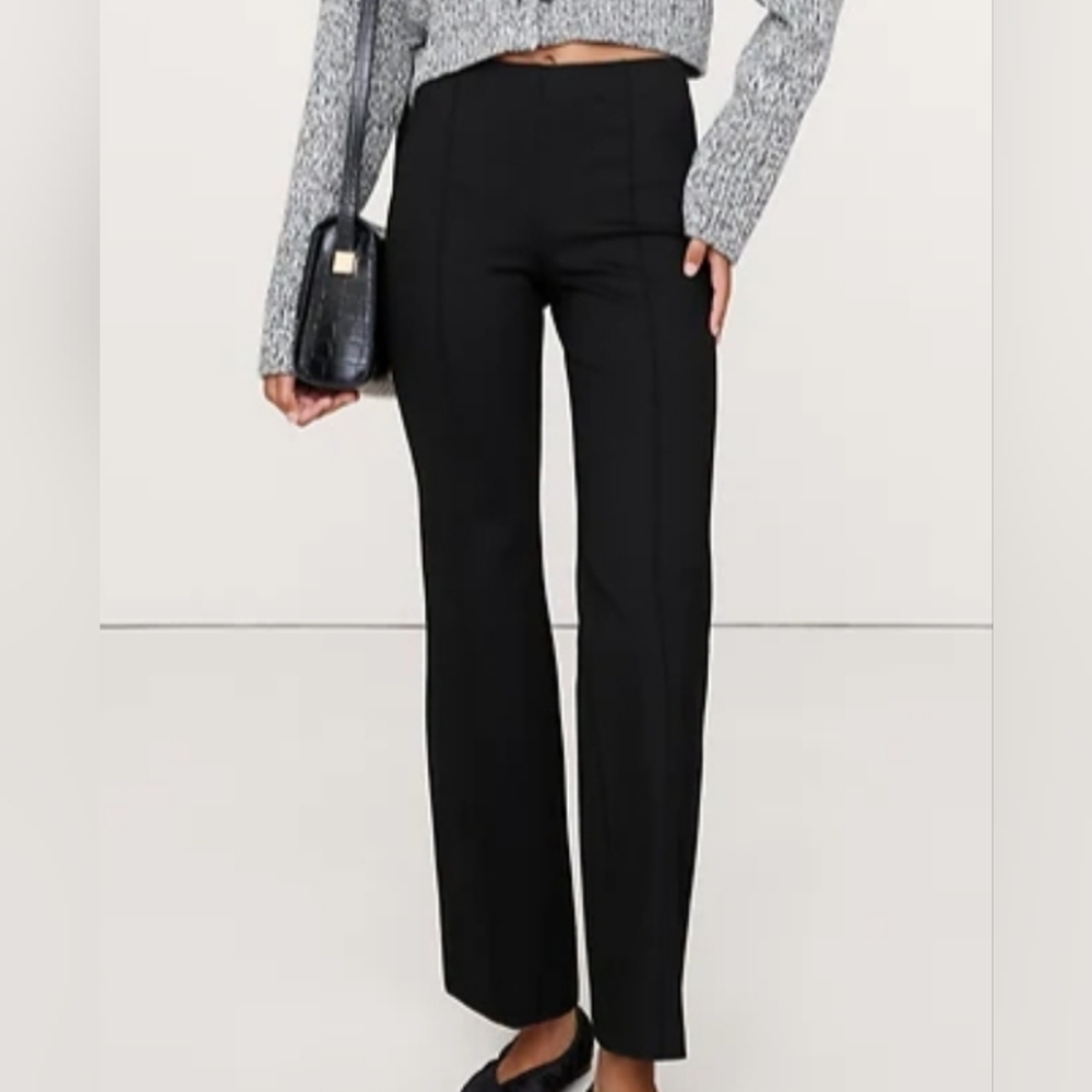 Classic High-Rise Black Straight-Leg Pants